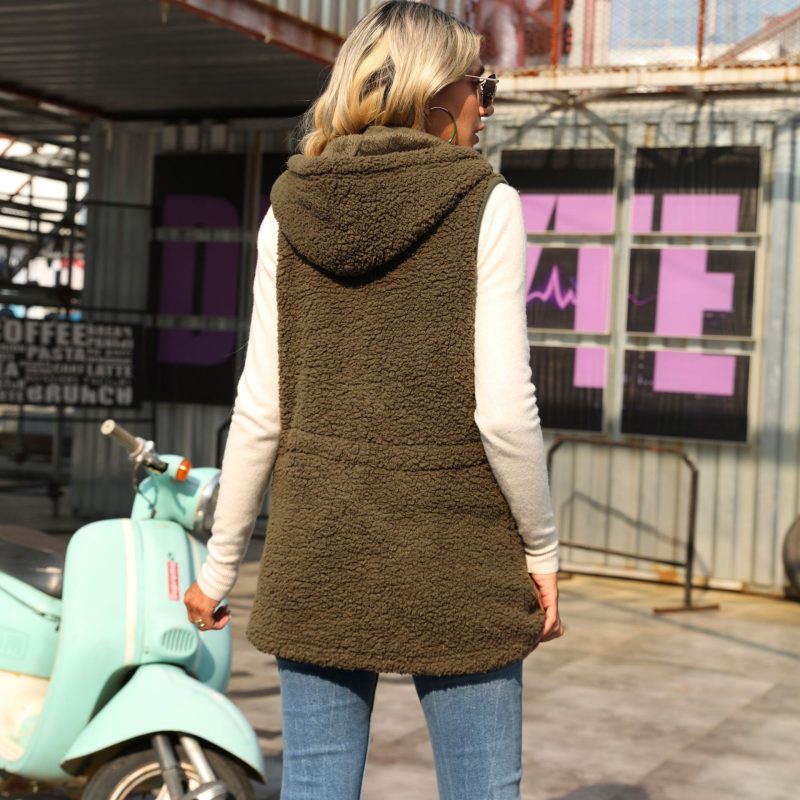 Hooded Sleeveless Velvet Vest for Autumn - Image 4