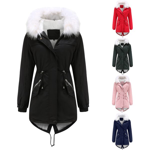 Plus Size Mid-Length Parka with Fleece Lining and Fur Collar - Image 5