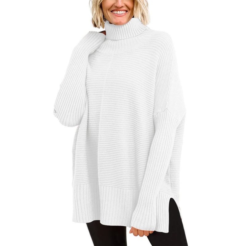 High Collar Long Batwing Sleeve Sweater for Women in Autumn/Winter - Image 2