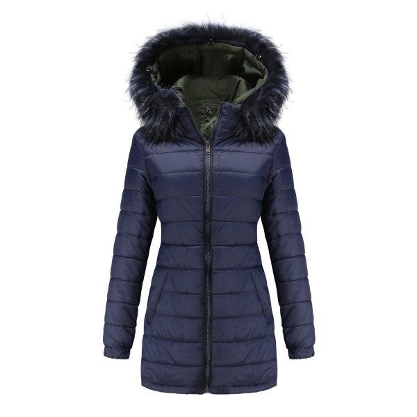 Double-Sided Wear Cotton Padded Parka for Women with Detachable Fur Collar and Hat - Image 5