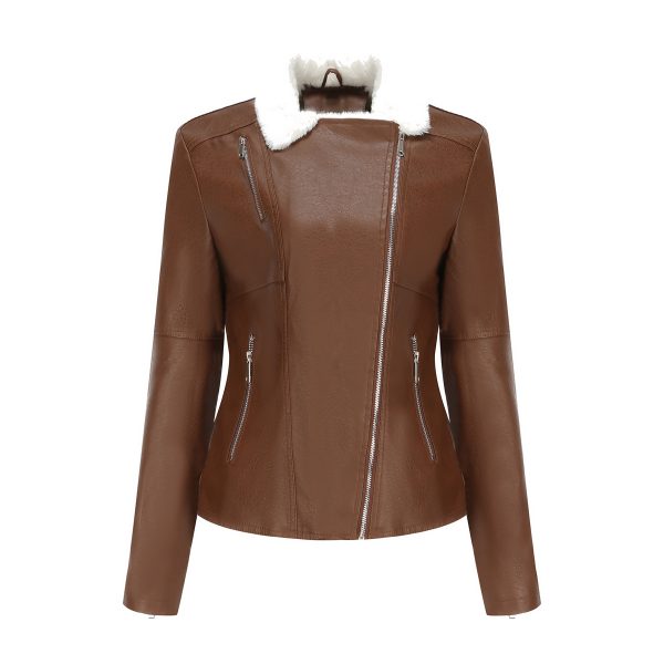 Autumn/Winter Fur-Lined Leather Coat for Women - Image 4