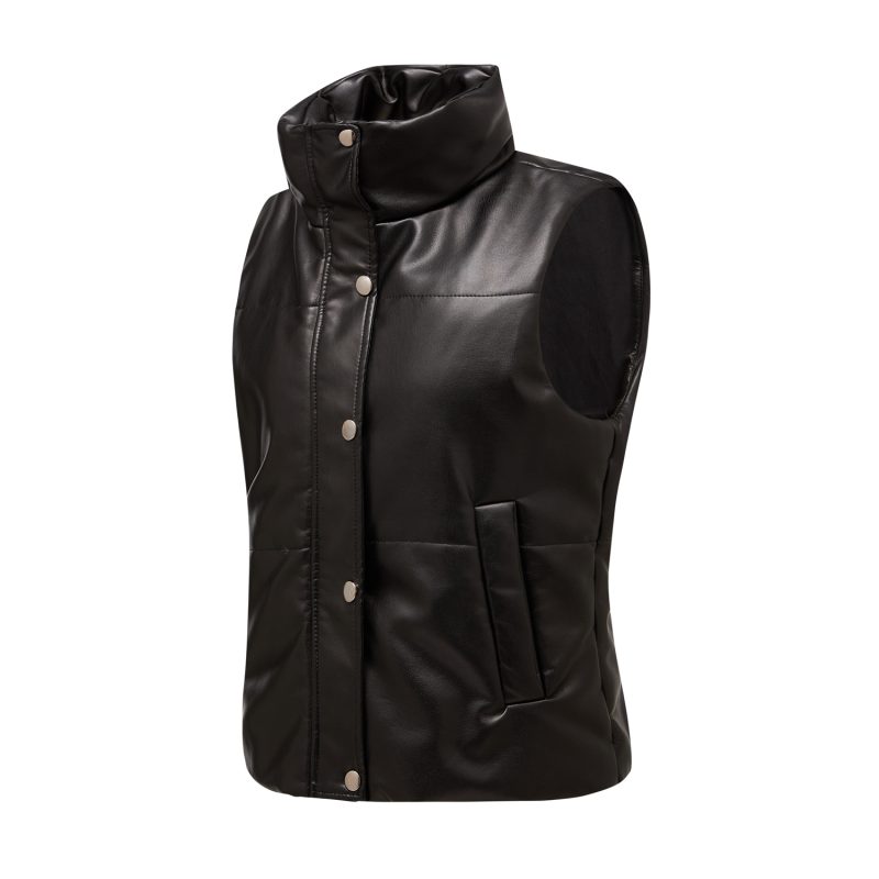 Autumn/Winter Quilted Leather Waistcoat for Women - Image 5