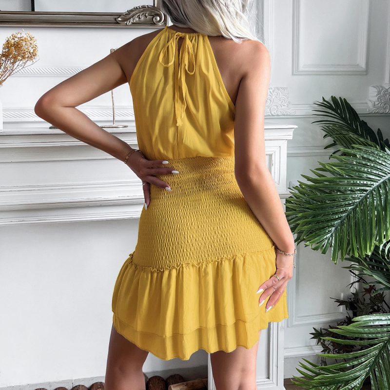 Solid Color Halter Rayon Dress for Women - Image 8