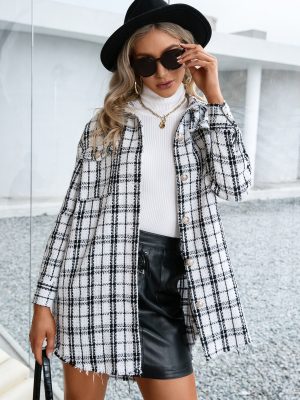 Casual Mid-Length Plaid Cardigan Shirt