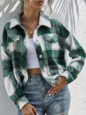 Plush Plaid Single-Breasted Shacket