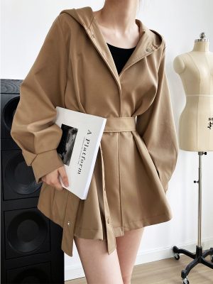 Elegant Lace-Up Trench Coat