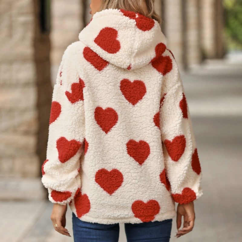 Hooded Love Printed Plush Pullover - Image 2