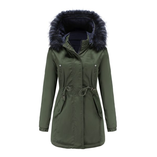 Double-Sided Wear Cotton Padded Parka for Women with Detachable Fur Collar and Hat - Image 4