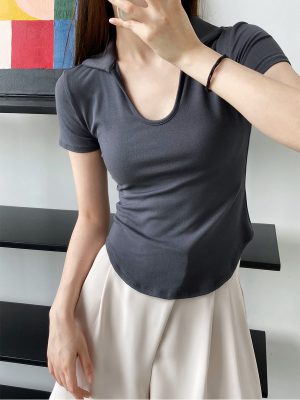 Sexy Polo Collar Short Sleeve