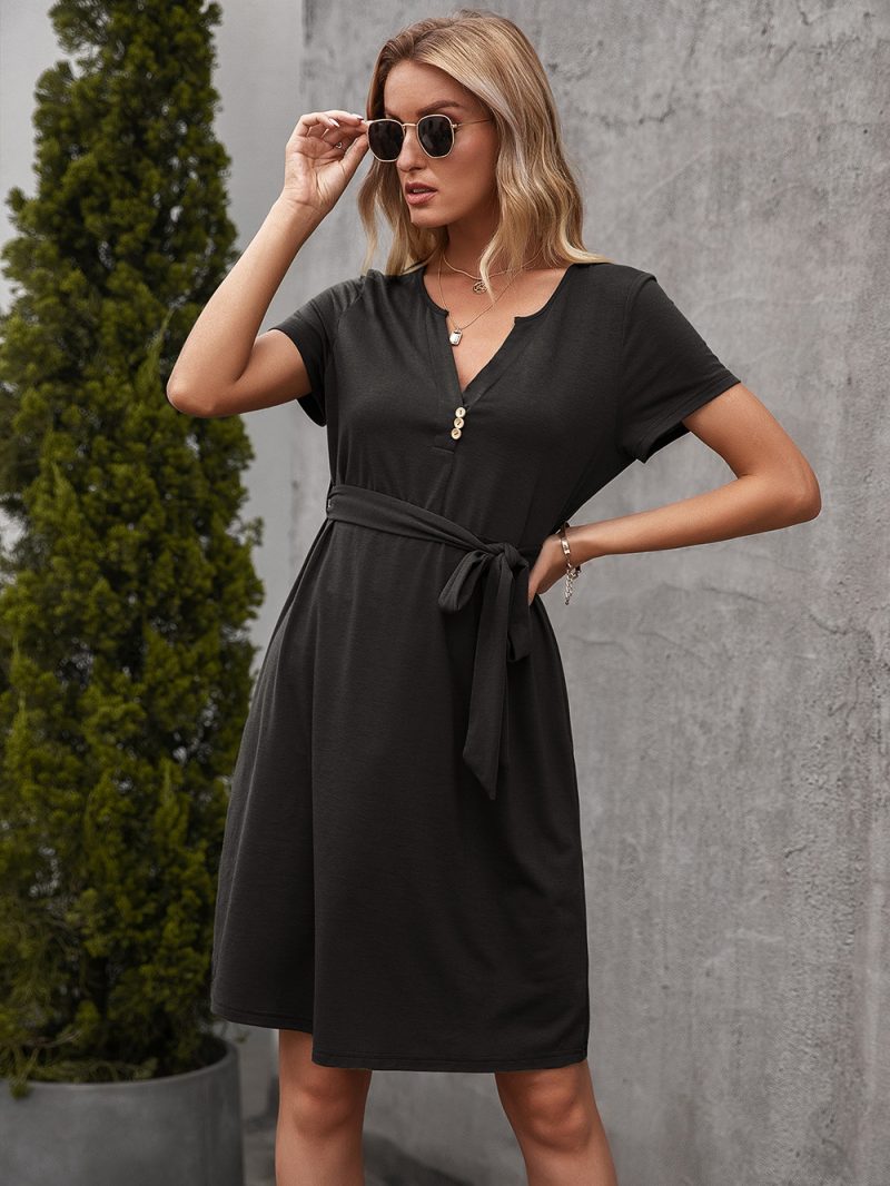 Elegant V-Neck Waist Control Casual Dress - Image 5