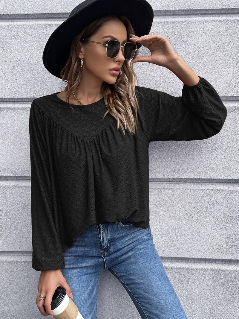 Solid Color Pleated Doll Shirt - Image 4