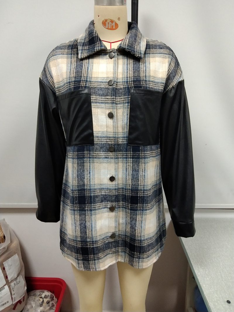 Casual Loose Plaid Color-Matching Shacket - Image 6