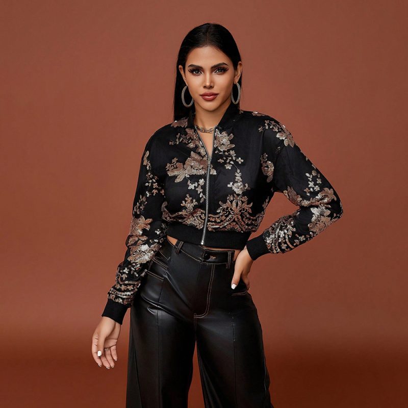 Sequined Embroidery Short Slimming Jacket - Image 2