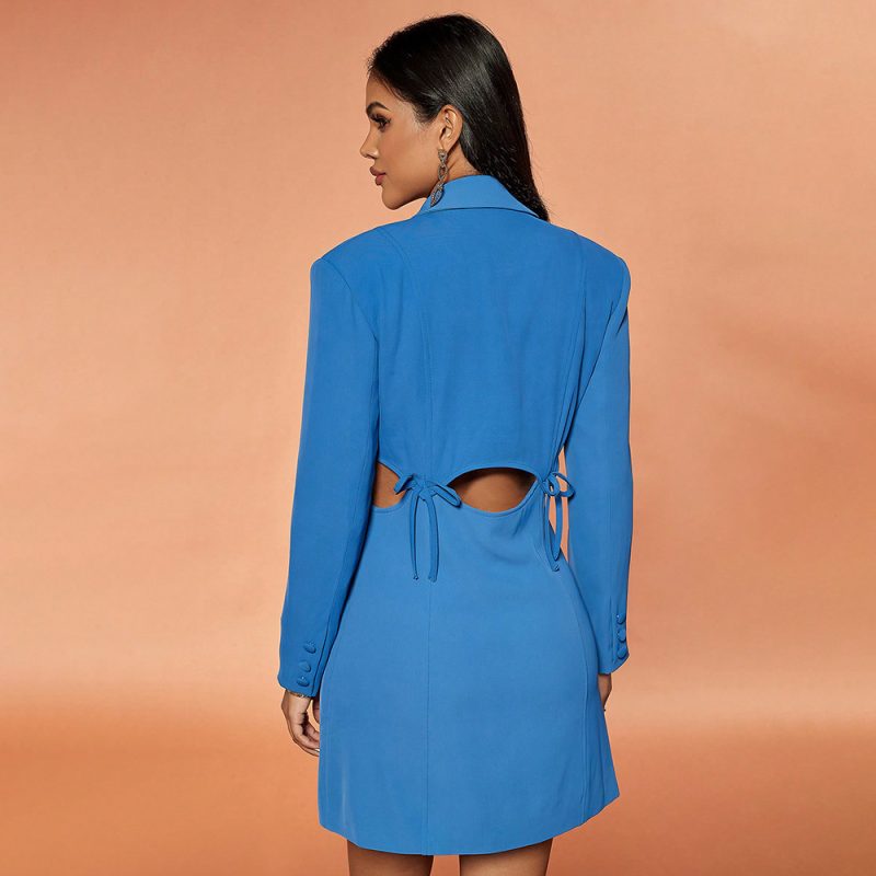 V-Neck Hollow Out Blazer Dress for Spring and Autumn - Image 4