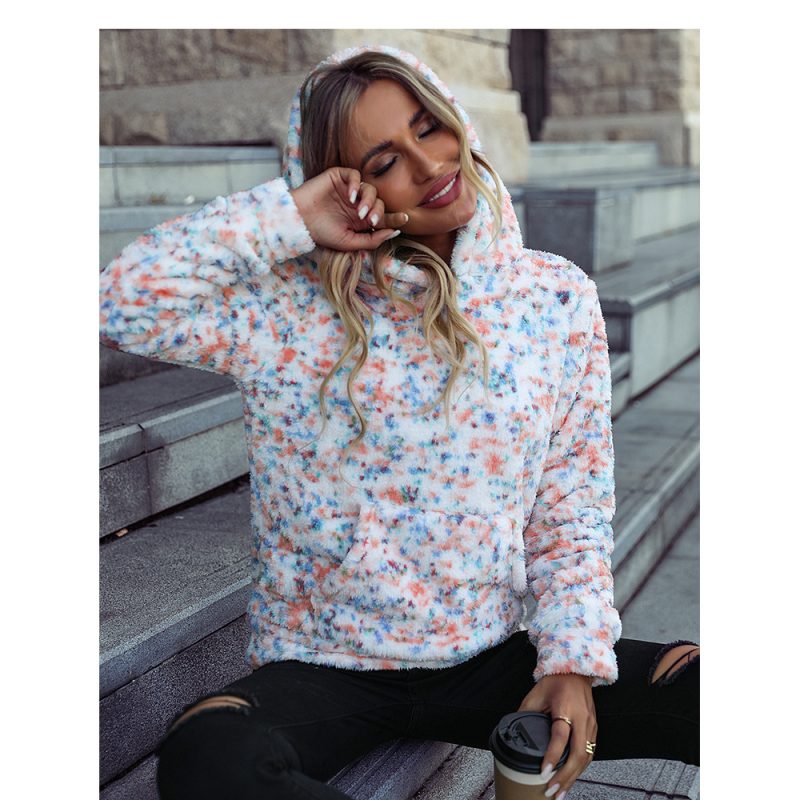 Hooded Snowflake Polka Dot Plush Sweater - Image 2