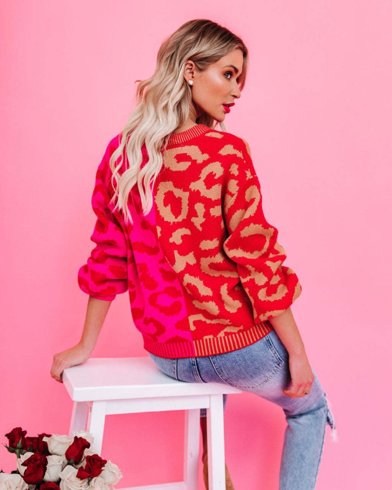 Leopard Print V-Neck Cardigan - Image 4