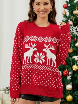 Snowflake Elk Long Sleeve Christmas Sweater