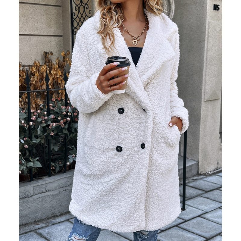 Double-Breasted Mid-Length Lambswool Trench Coat - Image 2