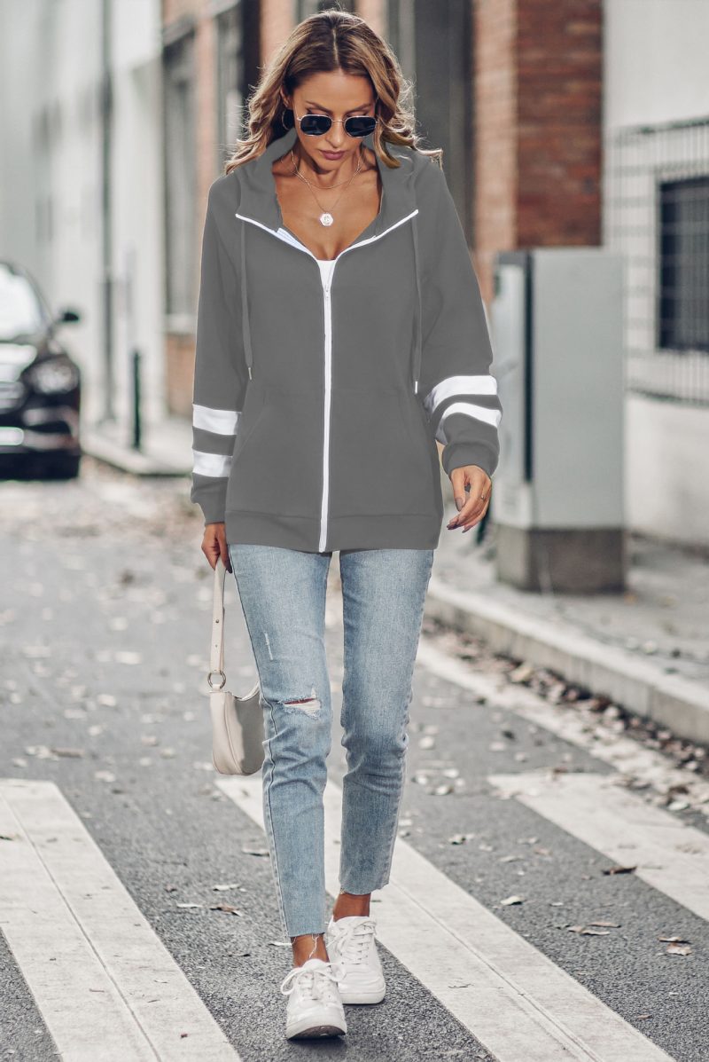 Long-Sleeve Zipper Pocket Hoodie Sweater for Autumn/Winter Women's Clothing - Image 5