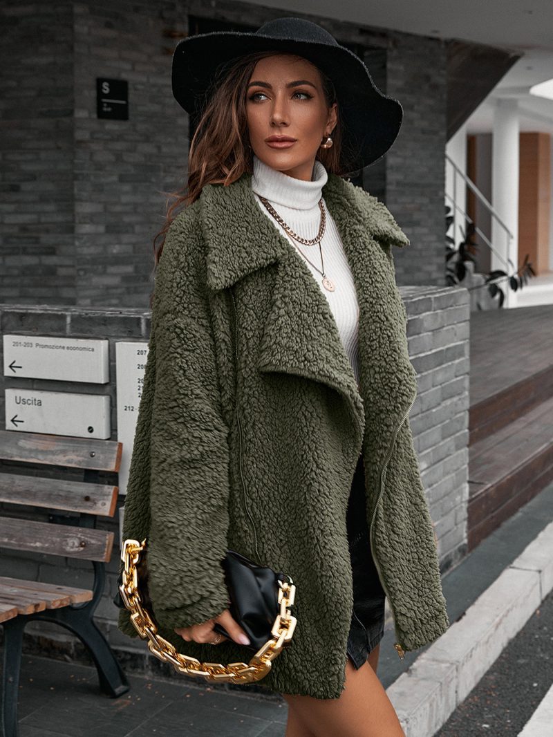 Loose Single-Breasted Velvet Furry Coat - Image 7