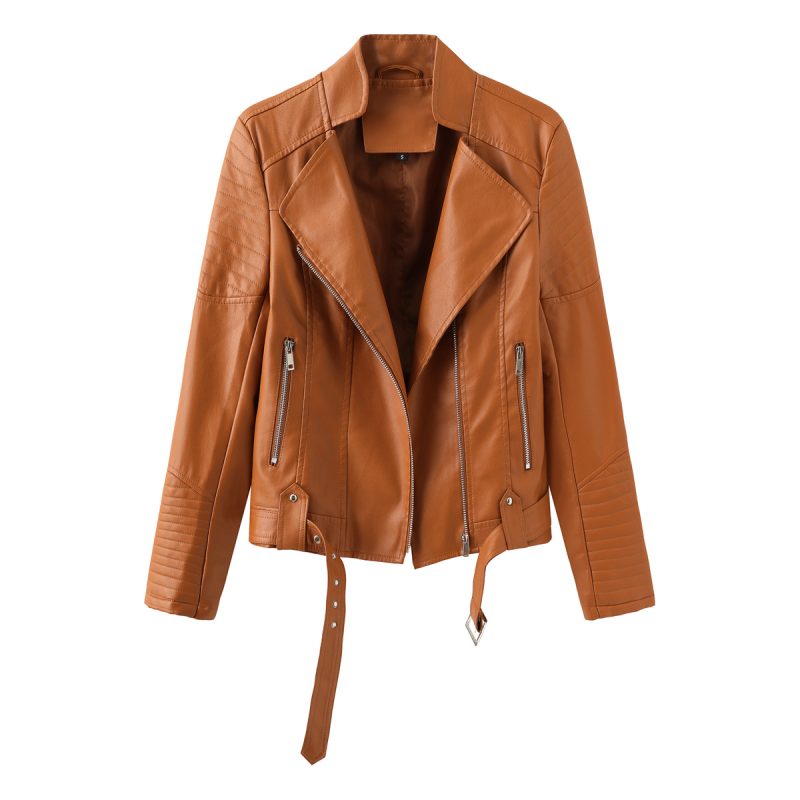 Belted Hipster Leather Jacket for Spring/Autumn - Image 8