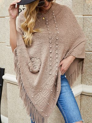 Beaded Tassel Shawl Cape Sweater