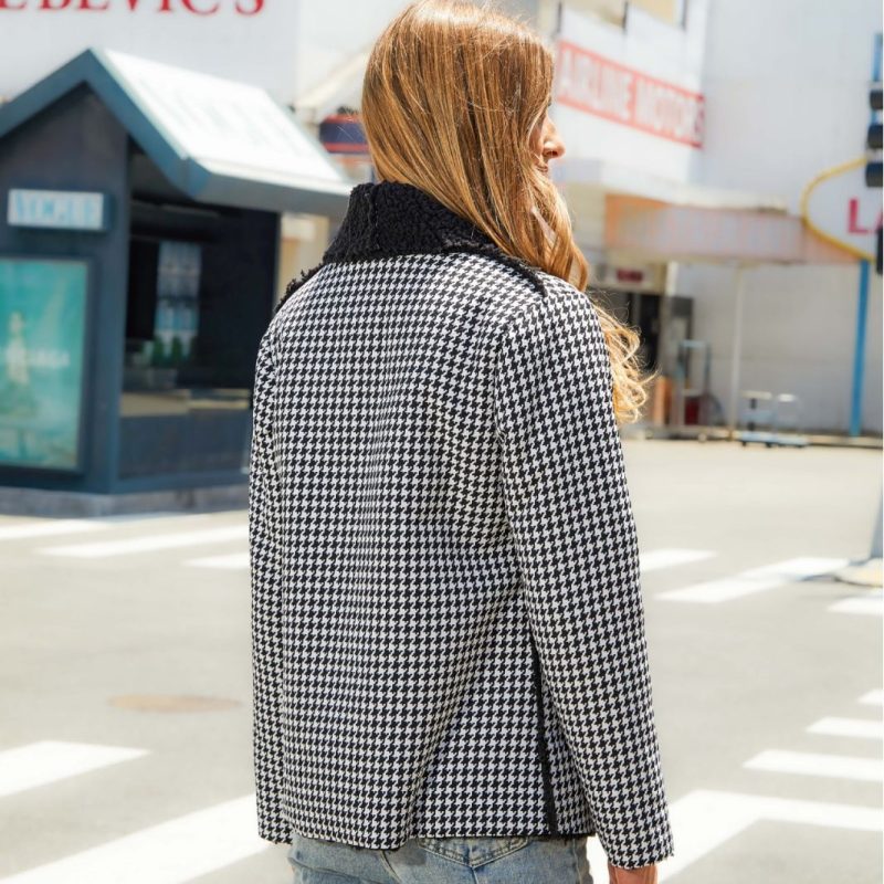 Houndstooth Composite Plush Coat - Image 3