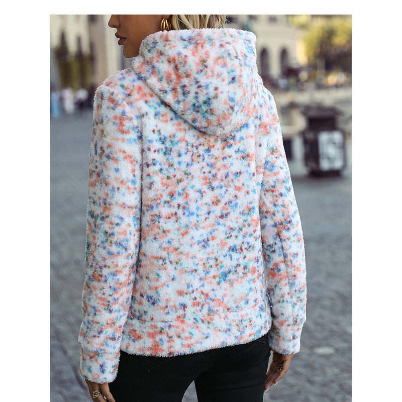 Hooded Snowflake Polka Dot Plush Sweater - Image 4