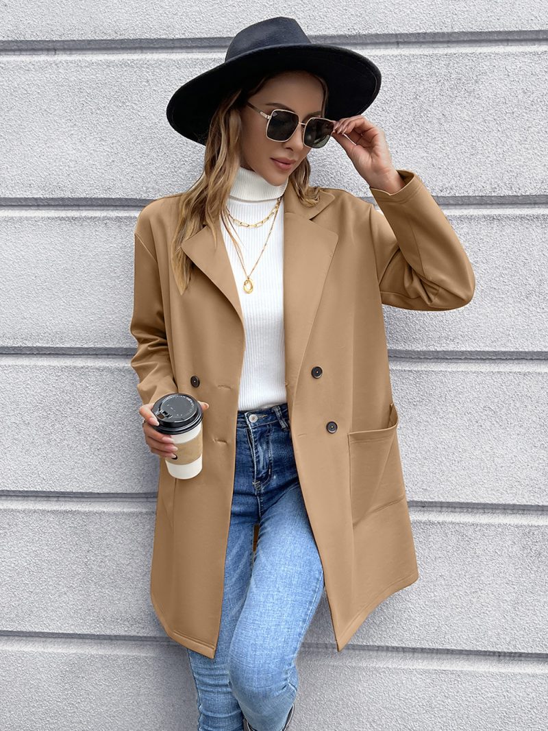 Double-Breasted Knitted Mid-Length Blazer - Image 6