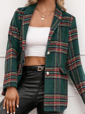 Single-Breasted Collared Trench Coat Blazer