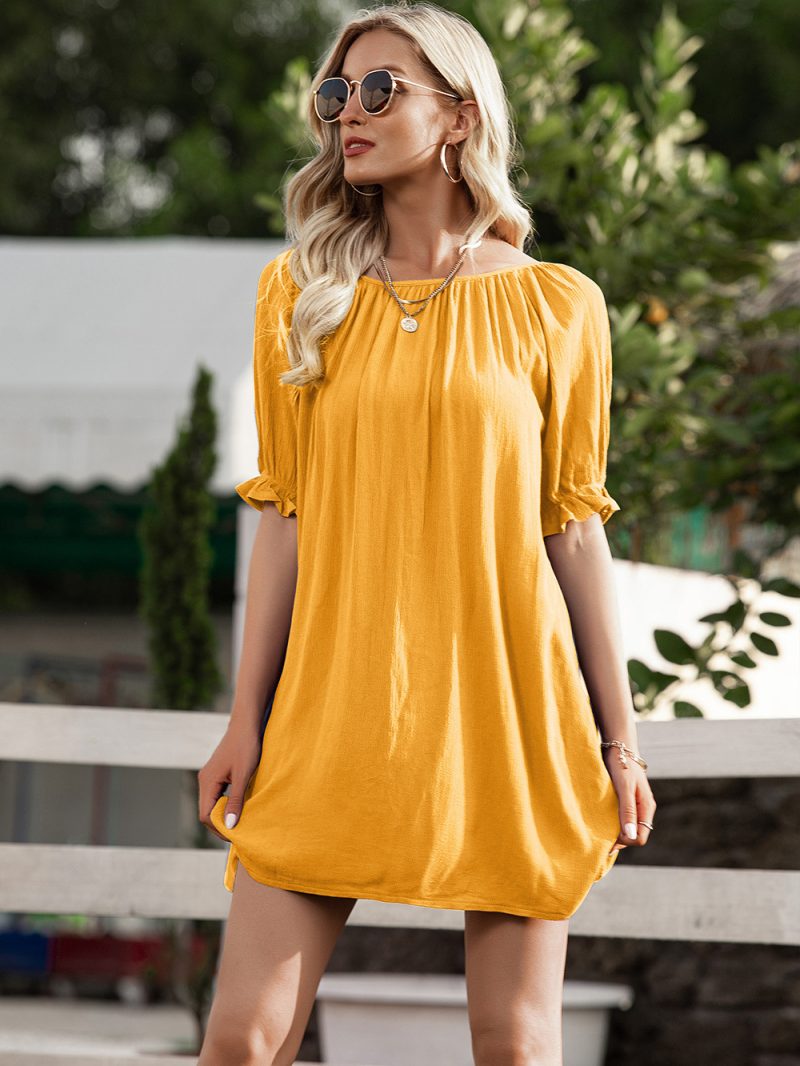 Ruffled Short Sleeve Loose Dress" - Image 4