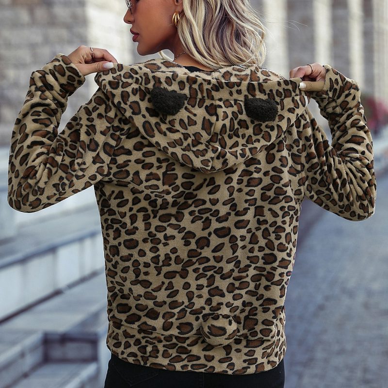 Hooded Animal Pattern Flannel Jacket - Image 4