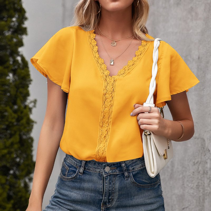Summer V-Neck Hollow Out Casual Top - Image 2