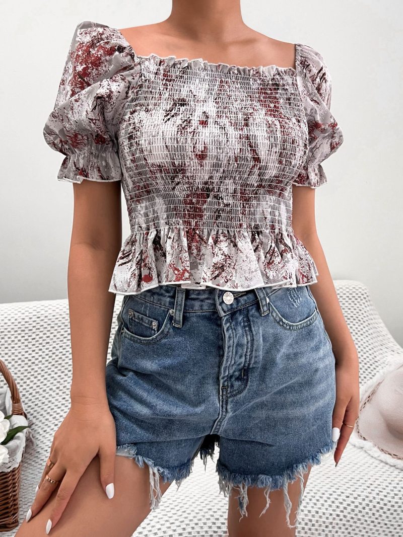 Leopard Print Bubble Sleeve Women's Shirt - Image 3
