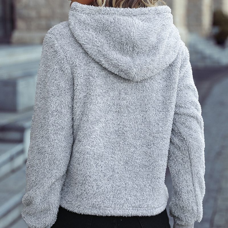 Hooded Cationic Pocket Furry Pullover - Image 4