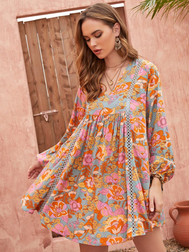 Effortless Chic: Loose Printed Vacation Dress" - Image 3