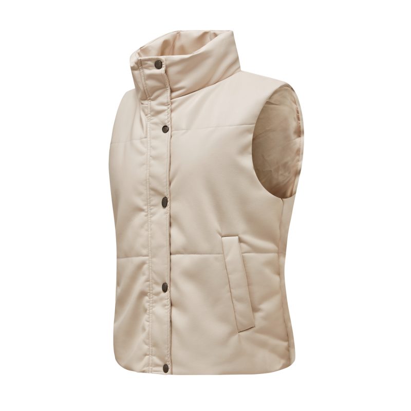 Autumn/Winter Quilted Leather Waistcoat for Women - Image 2