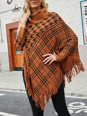 Tassel Hem Shawl Cape Sweater