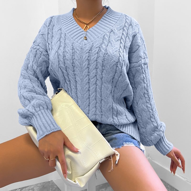 V-Neck Sweater for Women in Fall/Winter - Image 2