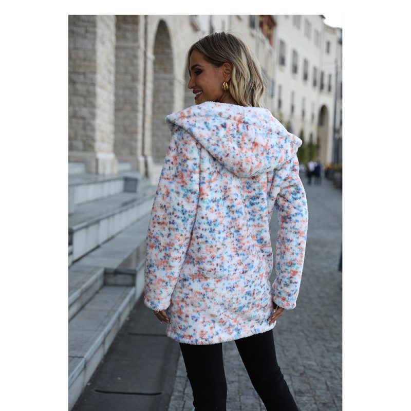 Hooded Snowflake Plush Christmas Jacket - Image 4