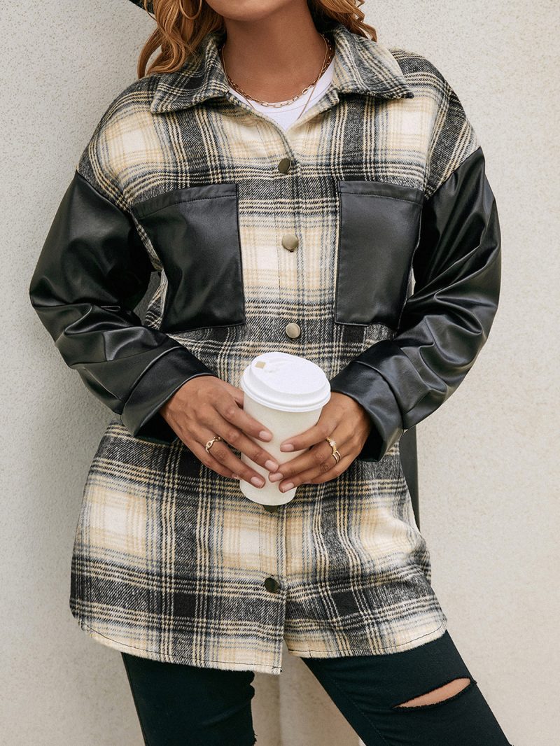 Casual Loose Plaid Color-Matching Shacket - Image 4