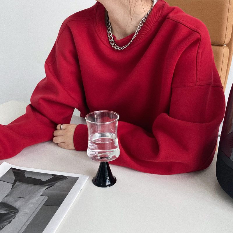 Wine Red Korean Loose Pullover - Image 4