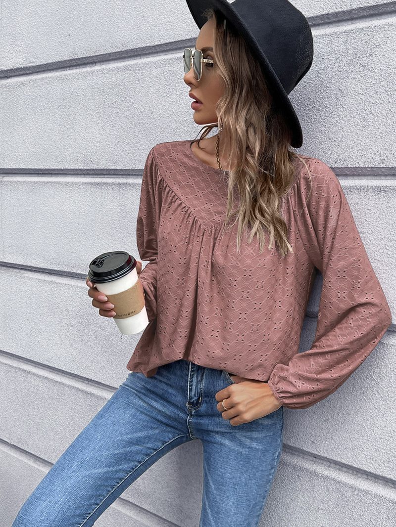 Solid Color Pleated Doll Shirt - Image 3