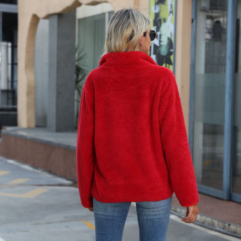 Non-Ironing Solid Color Plush Sweater - Image 4