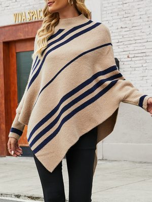 Striped Cape Shawl Sweater