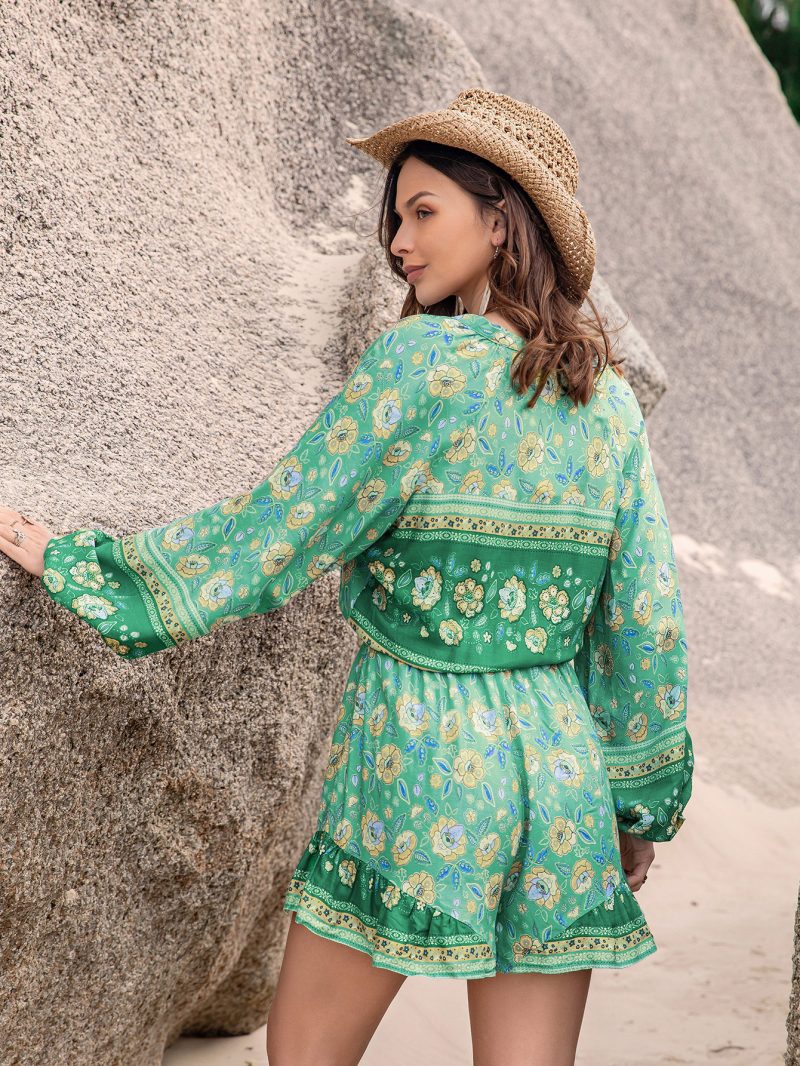 Green Printed Waist Vacation Jumpsuit - Image 5