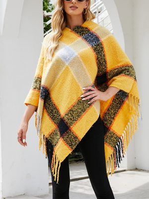 Striped Knitted Tassel Scarf