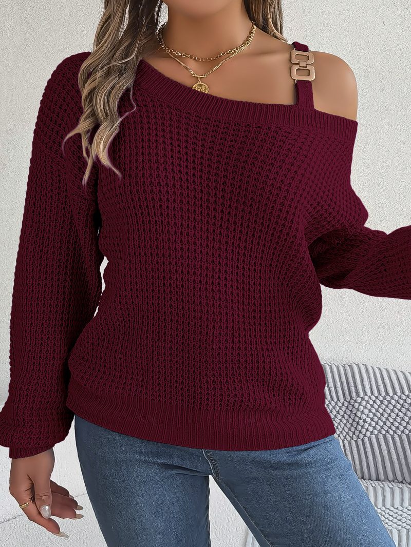 Cold-Shoulder Lantern Sleeve Sweater - Image 4