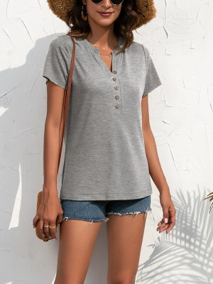 Loose Casual V-neck Pullover Short-Sleeved T-shirt