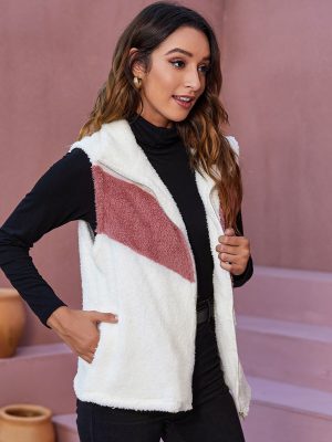 Contrast Color Plush Vest